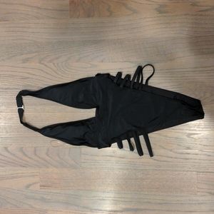 Black Strappy Halter One-Piece Swimsuit